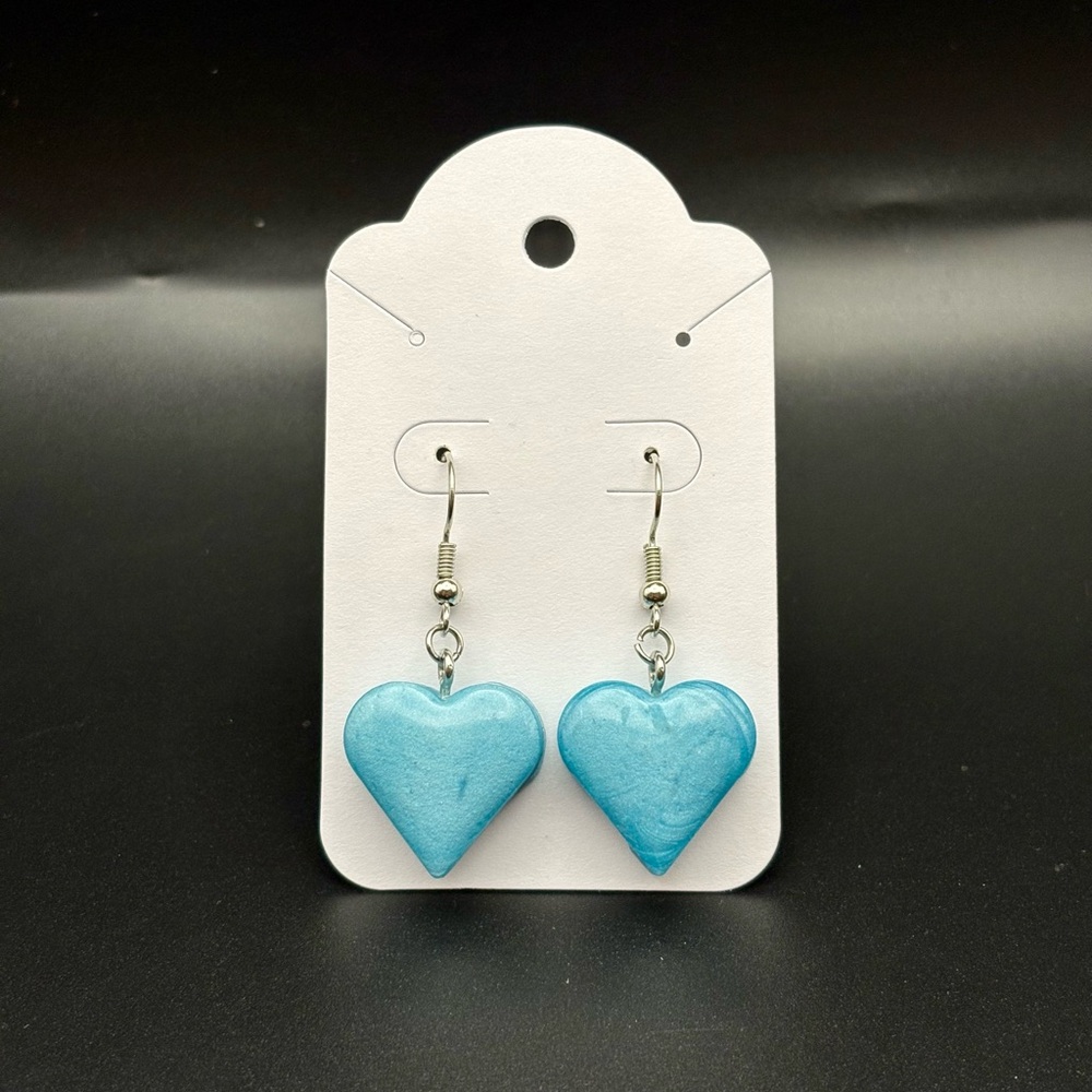 Blue Heart Earrings- HANDMADE